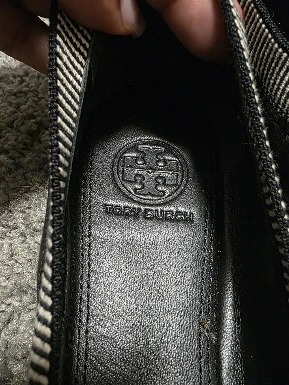 Tory Burch Black Patent and Striped Trim Women's Ballet Flats 9